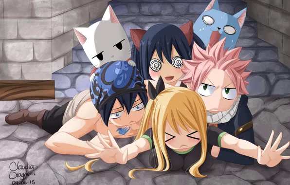 Девушки, аниме, парни, персонажи, Fairy Tail, Хвост феи