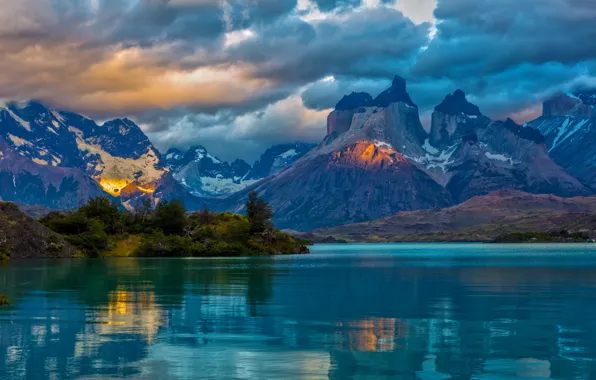 Облака, пейзаж, горы, природа, озеро, Аргентина, Patagonia