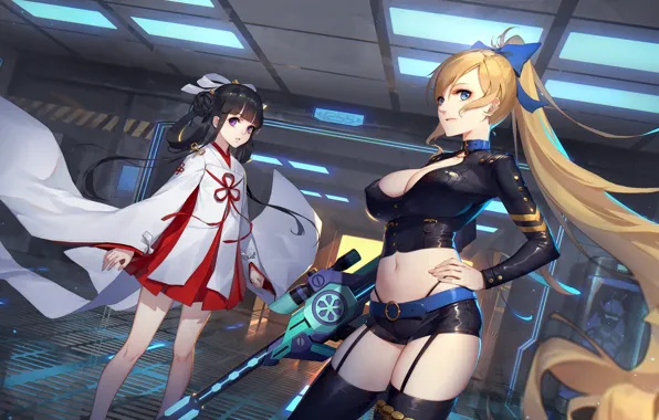 Gun, weapon, anime, blonde, asian, manga, japanese, bishojo