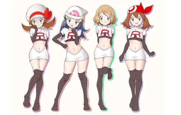 Girl, sexy, may, thighhighs, long hair, brown hair, anime, beautiful