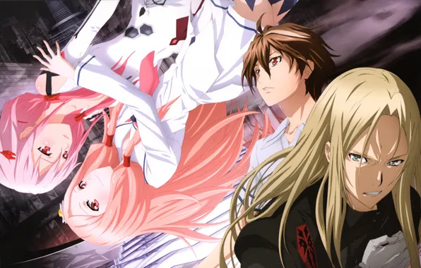 Эмоции, коллаж, друзья, guilty crown, розовые волосы, yuzuriha inori, корона грешника, shu ouma