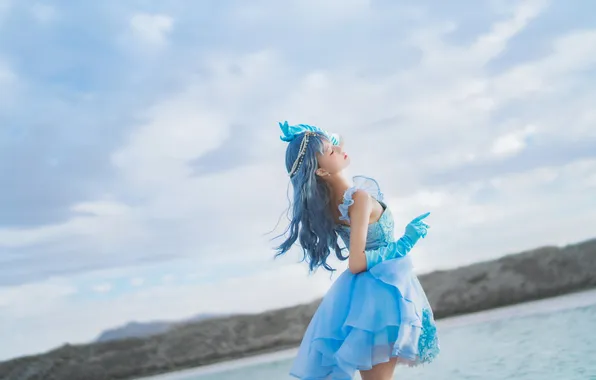 Beautiful, Asian, Model, Water, Cloudy, Woman, Pretty, Cosplay