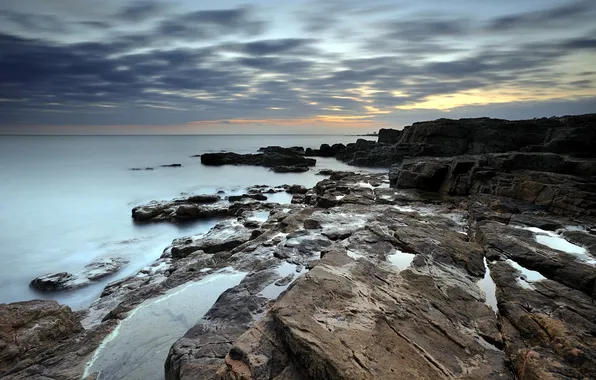 Море, пейзаж, закат, скалы