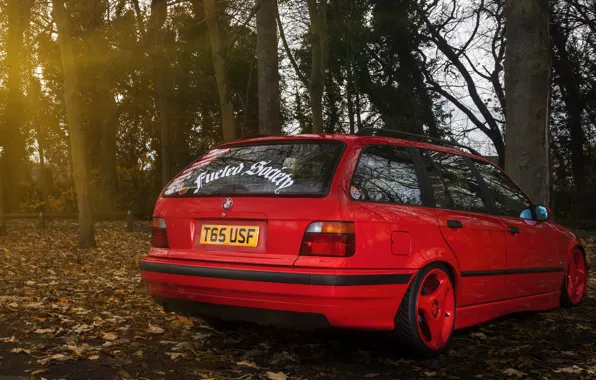 Картинка BMW, red, wagon, E36