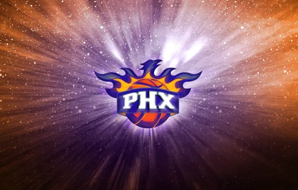 Картинка Огонь, Баскетбол, Фон, Логотип, Фиолетовый, Феникс, Phoenix Suns, PHX