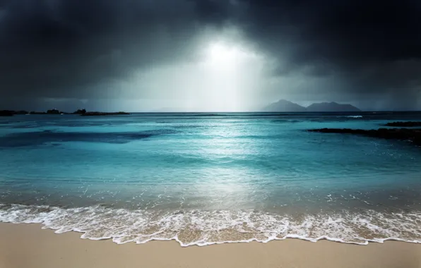 Картинка море, пляж, закат, beach, sea, ocean, sunset