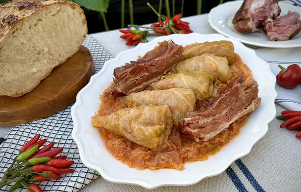 Bread, bacon, sarma