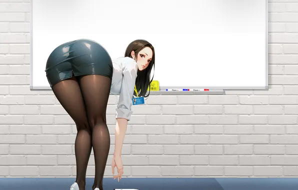 Girl, woman, office, whiteboard, conference, office lady