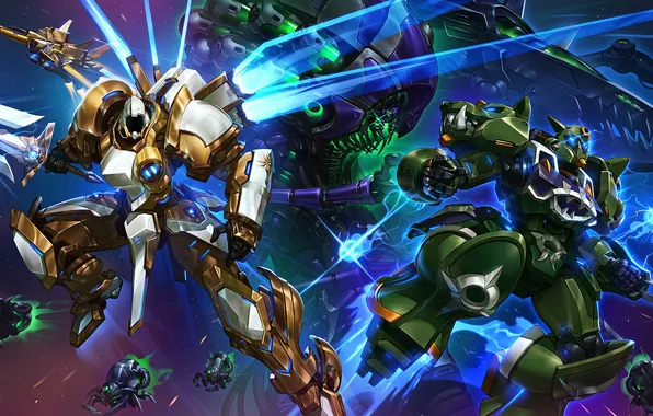 Картинка space, Blizzard, robot, armor, wings, steel, Heroes of the Storm, Mr Jack