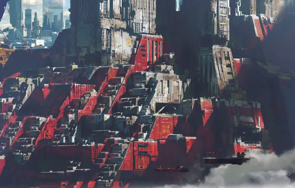 Город, сооружения, Exoplanet, Strike Vector EX, Red city