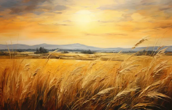 Лето, солнце, облака, свет, пейзаж, природа, холмы, рожь