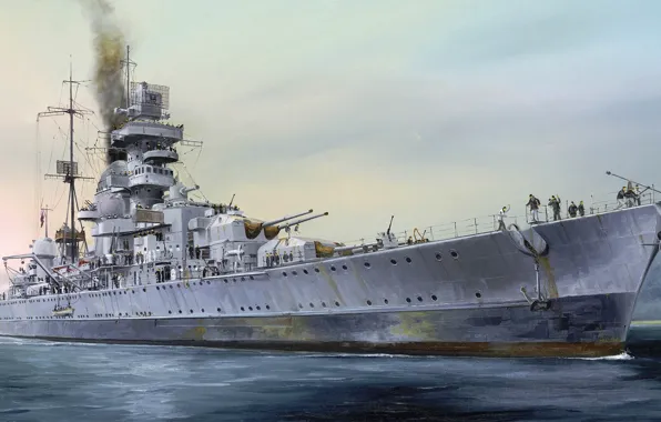 Корабль, арт, флот, военный, крейсер, cruiser, немецкий, WW2