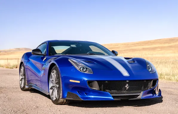 Картинка синий, спорткар, вид спереди, Gran Turismo, Ferrari F12 TDF