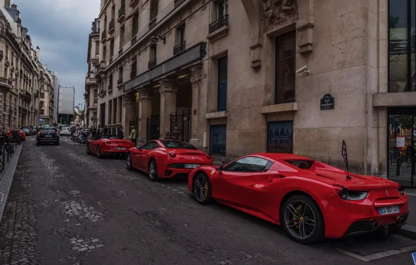 Город, улица, Италия, ferrari, гоночные автомобили