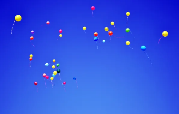 Картинка Небо, Цветные, Шарики, Полёт, Sky, Balls, Colored, Flying