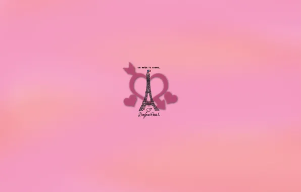 Картинка розовый, сердце, эйфелева башня, париж, франция