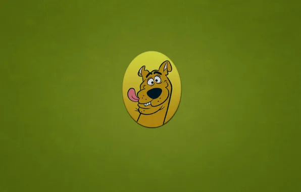 Картинка собака, минимализм, овал, Скуби-Ду, Scooby-Doo, смешная морда, зеленоватый фон