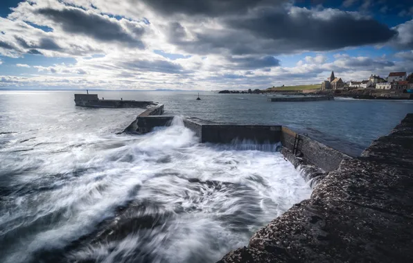 Картинка побережье, Шотландия, гавань, Scotland, St. Monans