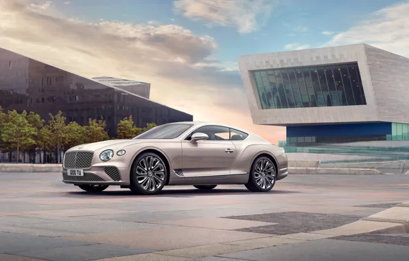 Metal, continental, bentley, sky, trees, stone, clouds, building