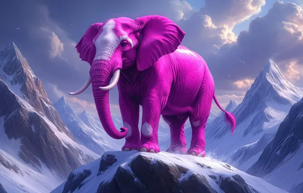 Картинка animals, art, mountains, elephant