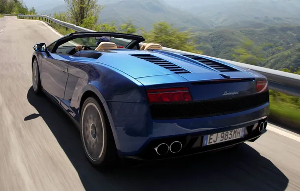 Картинка Lamborghini, Gallardo, supercar, road, blue, Spyder, speed, LP550-2