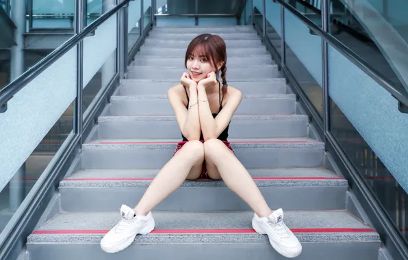 Картинка девушка, поза, азиатка