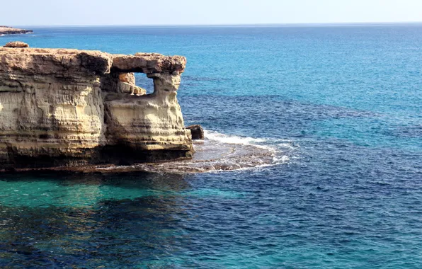 Картинка море, лето, побережье, rock, sea, coast, Кипр, Cyprus
