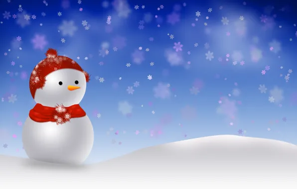 Картинка снег, праздник, новый год, снеговик, декорации, happy new year, snowman, christmas decoration