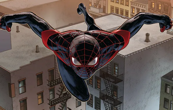 Крыши, spider man, майлз моралес