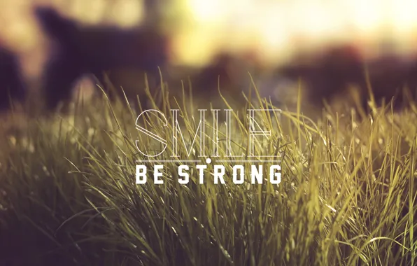 Картинка трава, слова, Smile, Be Strong