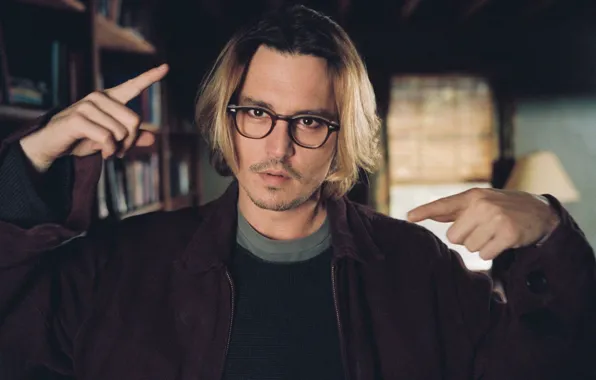 Фильм, Johnny Depp, волосы, очки, Джонни Депп, мужчина, Secret Window, Тайное окно