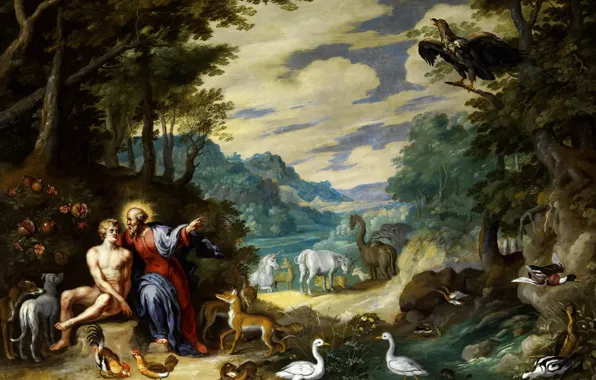 Картинка картина, мифология, Ян Брейгель младший, В Эдемском Саду