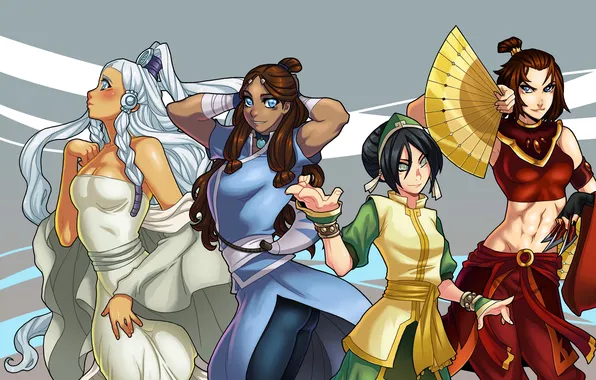 Suki, Katara, Toph Beifong, Avatar The Last Airbender, Yue, Аватар Легенда об Аанге