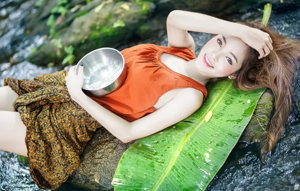 Картинка девушка, природа, азиатка