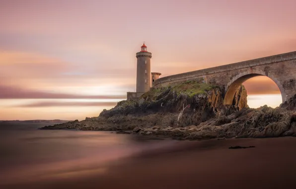 Картинка ocean, France, lighthouse, Brittany, Phare du petit minou, Plouzane