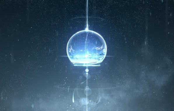 Небо, звезды, облака, колокольчик ветра, Rune Xiao