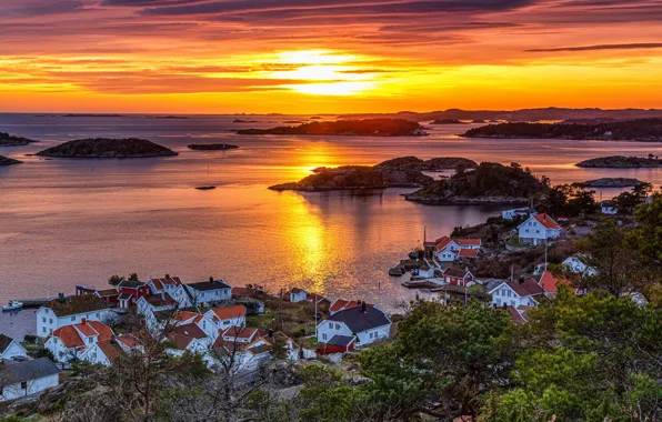 Sunset, Norway, Arendal, Rævesand
