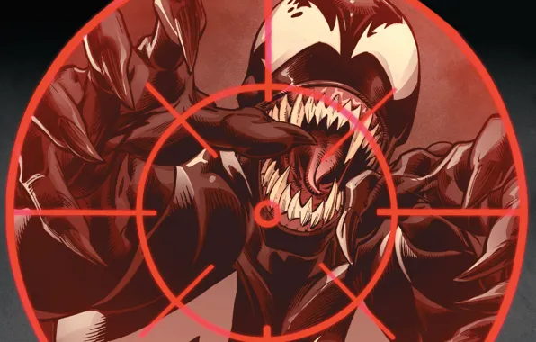 Язык, монстр, зубы, прицел, комиксы, комикс, Веном, Venom