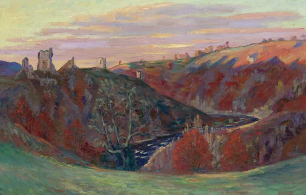 Пейзаж, картина, Арман Гийомен, Armand Guillaumin, Руины Замка в Крозане