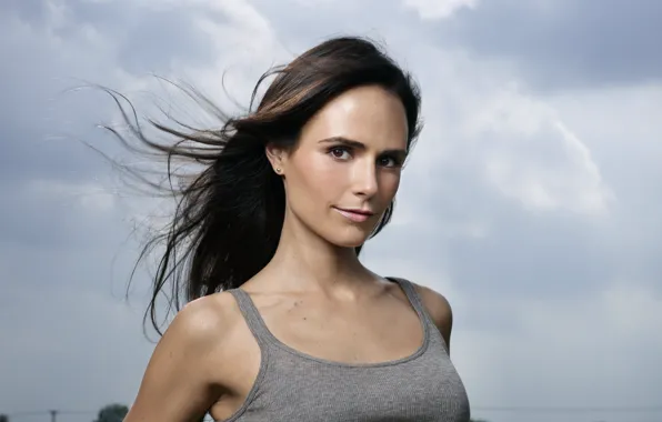 Небо, девушка, пасмурно, майка, актриса, брюнетка, Джордана Брюстер, Jordana Brewster
