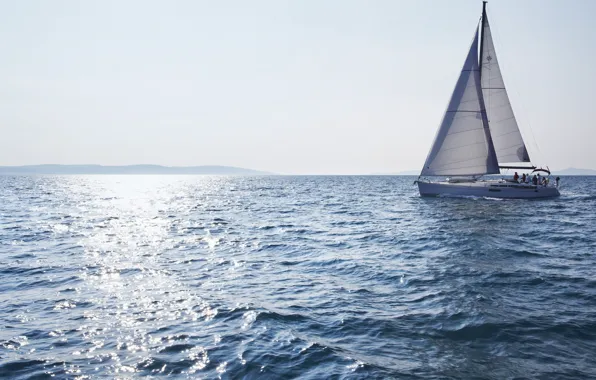 Путь, ветер, побережье, яхта, паруса, яхта в Средиземном море, yacht in the Mediterranian sea