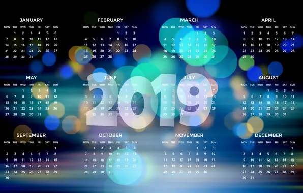Календарь, даты, 2019