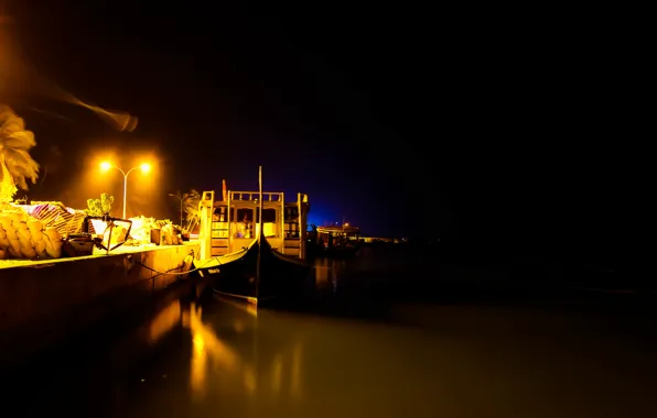 Ночь, пристань, лодки, набережная, night, Maldives, Male, travel
