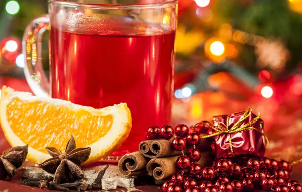 Картинка orange, drink, cinnamon, mulled wine