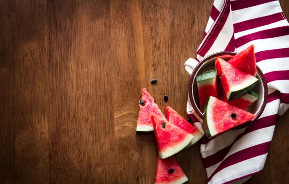 Арбуз, семечки, дольки, скатерть, watermelon, slices, seeds, tablecloth