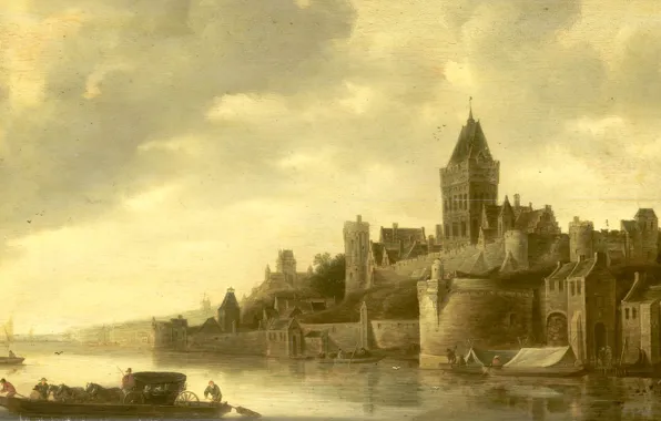 Пейзаж, масло, картина, 1650, Вид на Валькхоф в Неймегене, Франс де Хюлст, Frans de Hulst