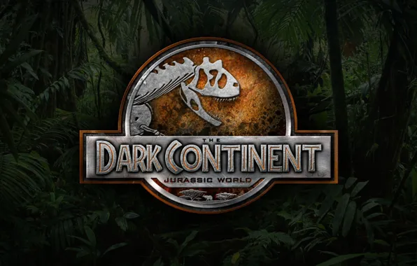 Logo, jungle, T-Rex, vegetation, Jurassic World, The Dark Continent Jurassic World