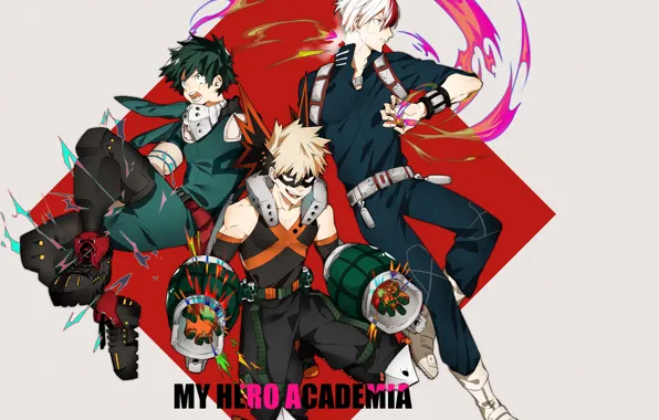 Картинка парень, трио, Boku no Hero Academia, Моя геройская академия, My Hero Academia