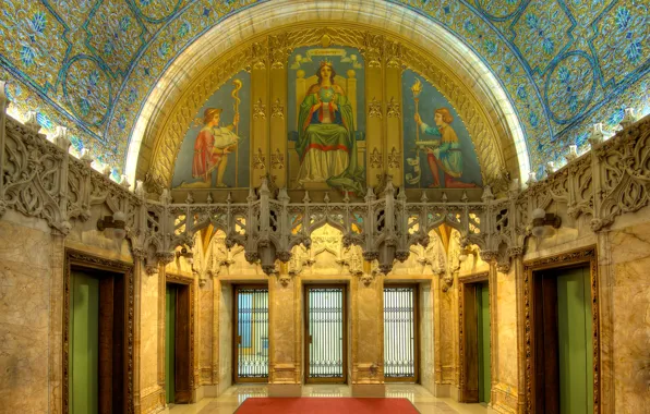 Картинка мозаика, Нью-Йорк, США, архитектура, City Hall