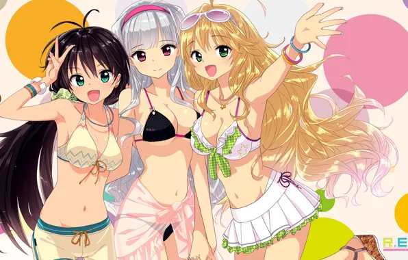 Idolmaster, Персонажи: Ganaha Hibiki, Hoshii Miki, Shijou Takane, Художник: tsukigami luna